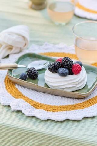 Ib laursen - Placemat mustard circle crocheted