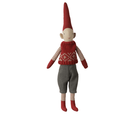 Maileg - Pixy, Size 1 - Boy - Red knitted vest - 2026 - Pre-order - Expected in stock 20/9-2026