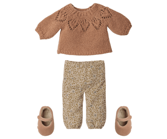 Maileg - Bukser og strikket sweater, Størrelse 3 - Vintage Puder - 2026 - Forventet leveringsdato: 10/11-26