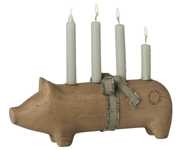 Maileg - Trælysestage, Gris, Advent - Natur - Vælg mellem medium og large - Forventet på lager: 15/9-26