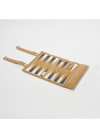 Sunnylife - Backgammon og Dam - Wooden and Cork Roll-Up Game Monochrome