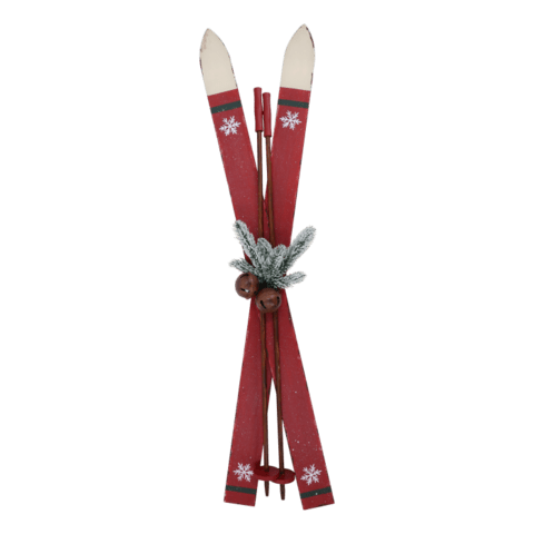 Chic Antique - Vintage Ski m. stave til deko - 90 cm.