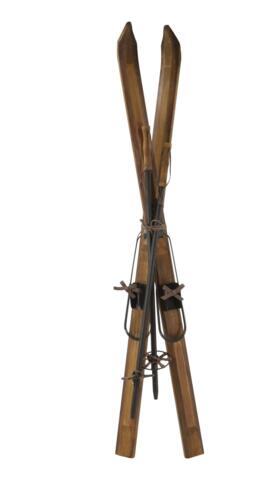 Chic Antique - Vintage ski med stave til dekoration - natur - 120 cm