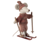 Maileg - Winter Mouse with Skis, Big Sister - Rose - Pre-order - Expected delivery : 15-10-24