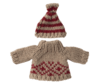 Maileg - Knitted sweater and hat, Mouse, for mother or father - Choose between 2 models - Pre-order - Expected in stock 11-15-24