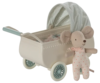 Maileg - Stroller with baby mouse - Mint- Pre-order - expected in stock 3-20-2025