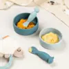 Done By Deer - Learning spoon set - Tiny farm - Choose between blue and powder