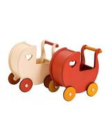 Doll Carriage - Dolls Pram. Available in red and natural. Unique and beautiful product from Mover. Svea and Emma hold a "morning group" when they play together.