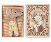 Maileg - Sleepy / wakey baby mouse in matchbox - Pink -