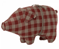 Maileg - Pig small - red check