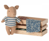 Maileg - Pig in wooden box, Baby - Boy - NOTE: Delayed from Maileg - New expected date for stock item is 1/12-2023