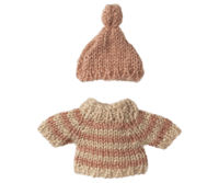 Maileg - strikket trøje med hue - fås i 2 farver - 2024