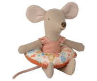 Maileg - Beach mouse with swim ring, Little sister - Flowers - Pre-order - expected in stock 05-20-2025