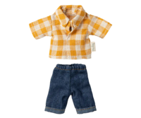 Maileg - Checkered Yellow Shirt and Pants, Dad Mouse - Pre-order - expected in stock 10-3-2025