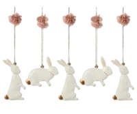 Maileg - Metalornamenter, påskeharer, 5 stk - 2026