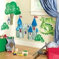 Wall stickers with castle, large dragon and trees